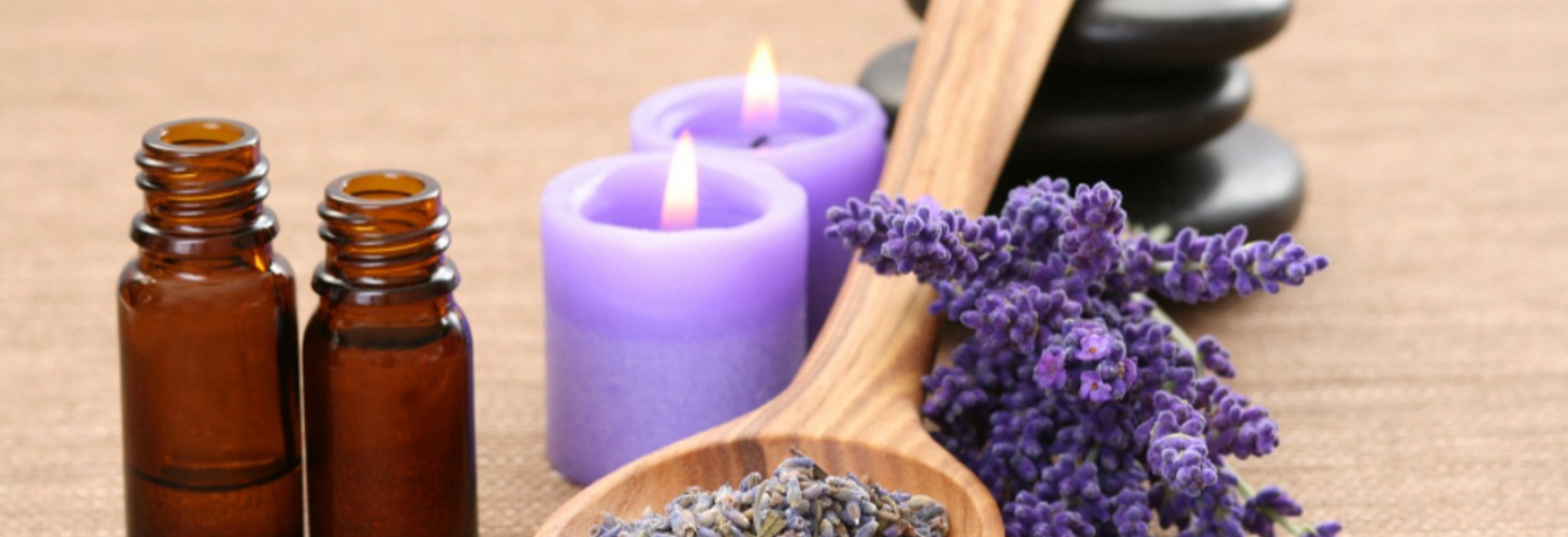 Lavender oil and candle