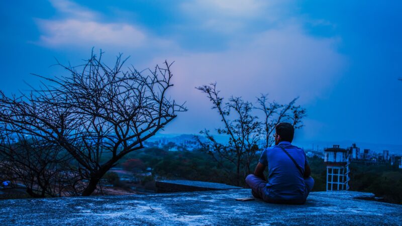 man sat outside