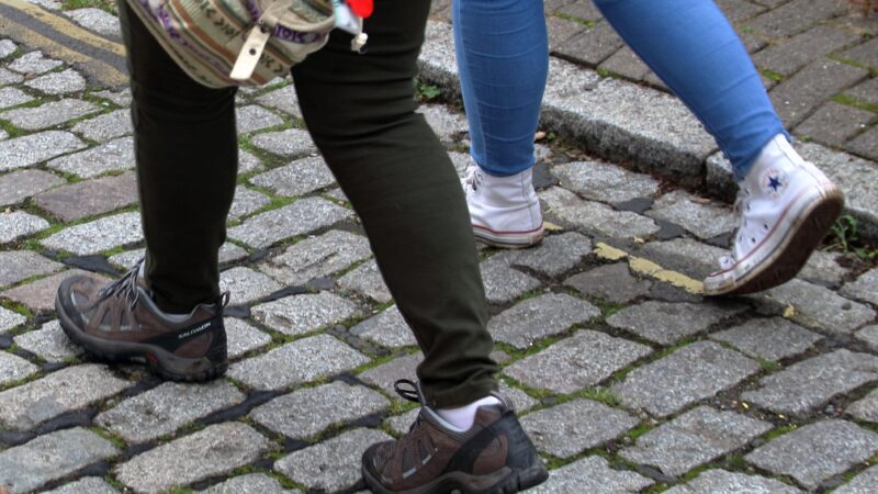 two people walking