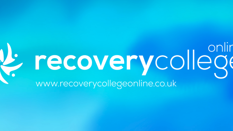 Recovery College Online logo on a blue background